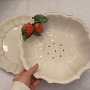 Strawberry Design Ceramic Bassano Italy fruit bowl plate vintage berry